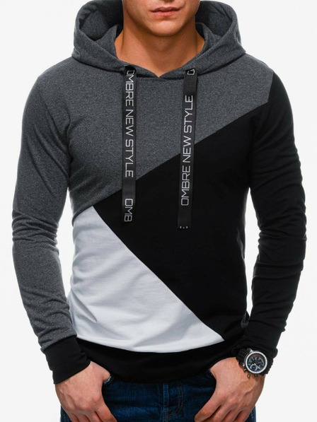 Ombre Clothing Pánská mikina s kapucí B1050 - grafitová/černá