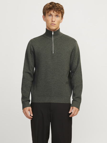Jack & Jones Khaki pánský svetr se zipem Jack & Jones