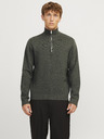 Jack & Jones Khaki pánský svetr se zipem Jack & Jones