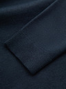 Ombre Clothing Pánský pletený poloviční rolák s viskózou - tmavě modrý V4 OM-SWTN-0125 Ombre Clothing