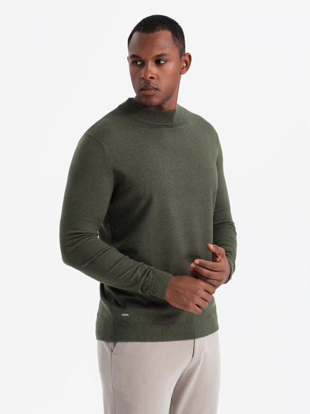 Ombre Clothing Pánský pletený pologolf s viskózou - tmavě šedý V5 OM-SWTN-0125 Ombre Clothing