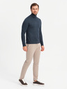 Ombre Clothing Pánský pletený rolák s viskózou - tmavě modrý V4 OM-SWTN-0127 Ombre Clothing