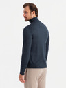 Ombre Clothing Pánský pletený rolák s viskózou - tmavě modrý V4 OM-SWTN-0127 Ombre Clothing