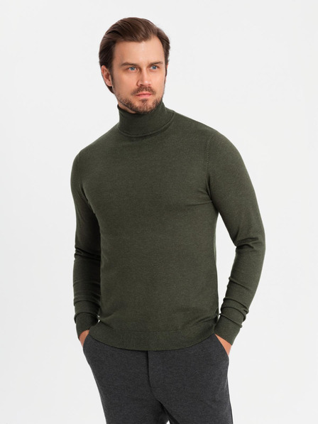 Ombre Clothing Pánský pletený rolák s viskózou - tmavě šedý V5 OM-SWTN-0127 Ombre Clothing