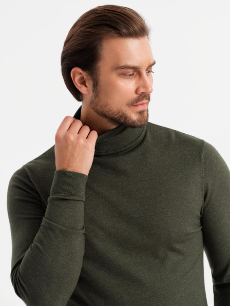 Ombre Clothing Pánský pletený rolák s viskózou - tmavě šedý V5 OM-SWTN-0127 Ombre Clothing