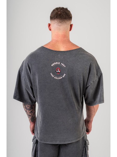 Nebbia Washed bavlnený rag top GOLDEN AGE 788 M,black