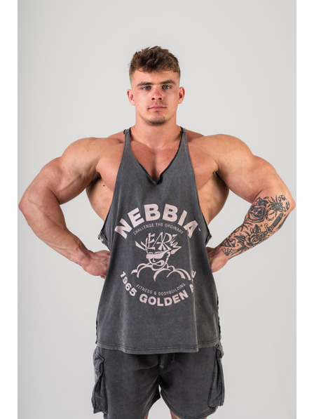 Nebbia Washed muscle back stringer GOLDEN AGE 791 M,black