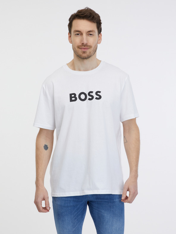 BOSS Bílé pánské tričko BOSS