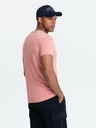 Ombre Clothing Pánské klasické bavlněné tričko BASIC s výstřihem - růžové V7 OM-TSBS-0145 Ombre Clothing