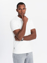 Ombre Clothing Pánské bavlněné tričko v barvách trikolory - bílá a tmavě modrá V3 OM-TSCT-0174 Ombre Clothing