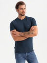 Ombre Clothing Pánské bavlněné tričko v barvách trikolory - bílá a tmavě modrá V3 OM-TSCT-0174 Ombre Clothing