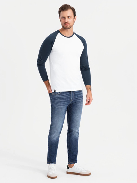 Ombre Clothing Pánské tričko s potiskem a dlouhým rukávem - černé V1 OM-LSPT-0119 Ombre Clothing