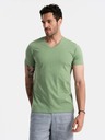 Ombre Clothing Bavlněné klasické pánské tričko BASIC s výstřihem do V - zelené V11 OM-TSBS-0145 Ombre Clothing
