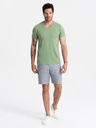 Ombre Clothing Bavlněné klasické pánské tričko BASIC s výstřihem do V - zelené V11 OM-TSBS-0145 Ombre Clothing