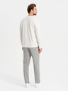 Ombre Clothing Pánské bavlněné tričko LOOSE FIT s dlouhým rukávem a kulatým výstřihem - krémové V2 OM-LSBC-0129 Ombre Clothing