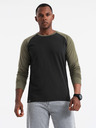 Ombre Clothing Pánské tričko s potiskem a dlouhým rukávem - černé V1 OM-LSPT-0119 Ombre Clothing
