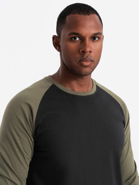 Ombre Clothing Pánské tričko s potiskem a dlouhým rukávem - černé V1 OM-LSPT-0119 Ombre Clothing