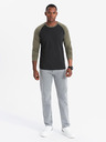 Ombre Clothing Pánské tričko s potiskem a dlouhým rukávem - černé V1 OM-LSPT-0119 Ombre Clothing