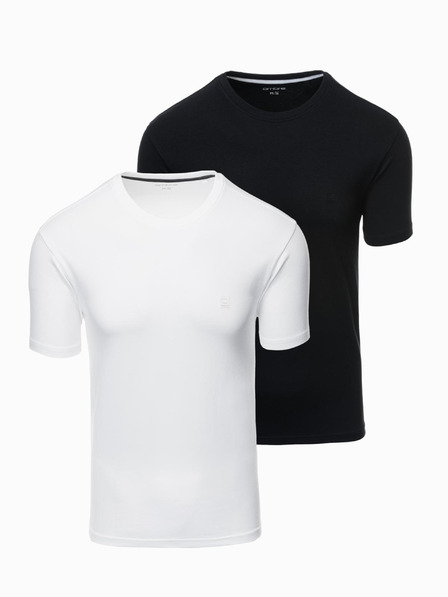 Ombre Clothing Sada dvou kusů pánských bavlněných triček BASIC s kulatým výstřihem Ombre Clothing