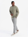 Ombre Clothing Pánské bavlněné tričko LOOSE FIT s dlouhým rukávem a kulatým výstřihem - khaki V4 OM-LSBC-0129 Ombre Clothing