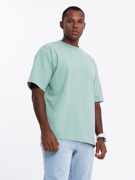 Ombre Clothing Pánské tričko LOOSE FIT s kapsou mentolové Ombre Clothing