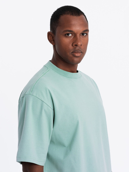 Ombre Clothing Pánské tričko LOOSE FIT s kapsou mentolové Ombre Clothing
