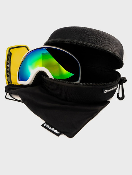 Horsefeathers Snowboardové brýle Knox - white/mirror green HORSEFEATHERS