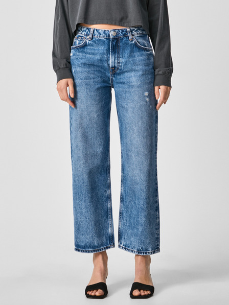 Pepe Jeans Modré dámské zkrácené široké džíny Pepe Jeans Ani