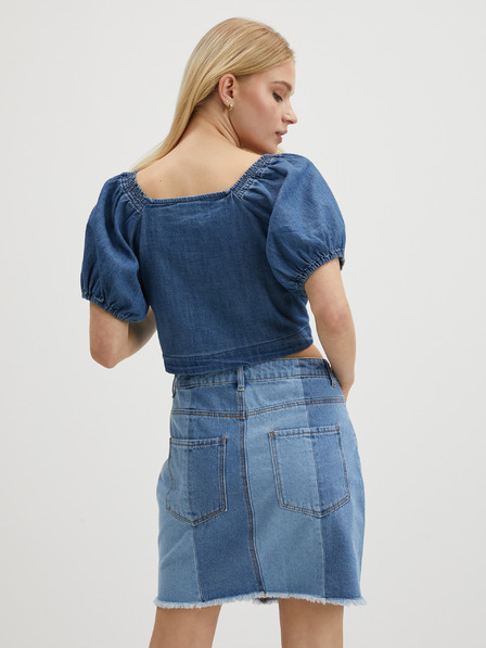 Pieces Modrý dámský džínový crop top Pieces Tinka