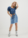 Pieces Modrý dámský džínový crop top Pieces Tinka