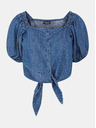 Pieces Modrý dámský džínový crop top Pieces Tinka
