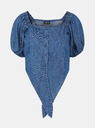 Pieces Modrý dámský džínový crop top Pieces Tinka
