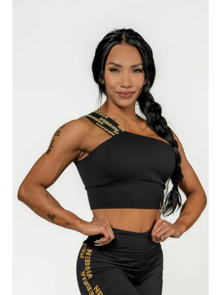 Nebbia NEBBIA Dámská sportovní podprsenka s vysokou podporou INTENSE Asymmetric 841 Gold Nebbia