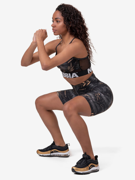 Nebbia Černé dámské vzorované krátké legíny Nebbia Biker Shorts
