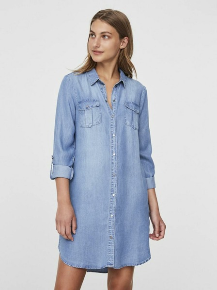 Vero Moda Světle modré džínové košilové šaty VERO MODA Silla