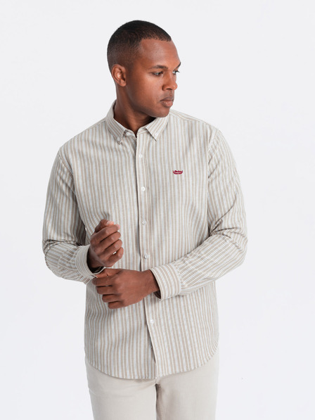 Ombre Clothing Pánská bavlněná košile REGULAR FIT s jemnými proužky  Ombre Clothing