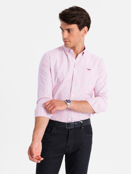 Ombre Clothing Pánská bavlněná košile REGULAR FIT s jemnými proužky  Ombre Clothing
