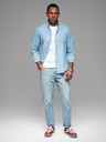 Ombre Clothing Pánská vzorovaná jemná džínová košile s kapsou - světle modrá Ombre Clothing