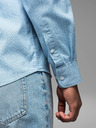 Ombre Clothing Pánská vzorovaná jemná džínová košile s kapsou - světle modrá Ombre Clothing