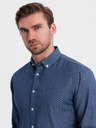 Ombre Clothing Pánská vzorovaná jemná džínová košile s kapsou - modrá Ombre Clothing