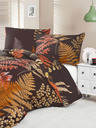 Kvalitex Saténové francouzské povlečení Luxury Collection 1+2, 200x200, 70x90cm Kapradí hnědé Kvalitex