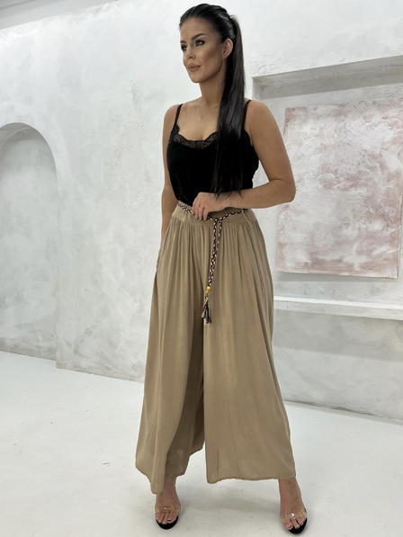 Edoti Dámské kalhoty culotte PLR269- hnědé EDOTI
