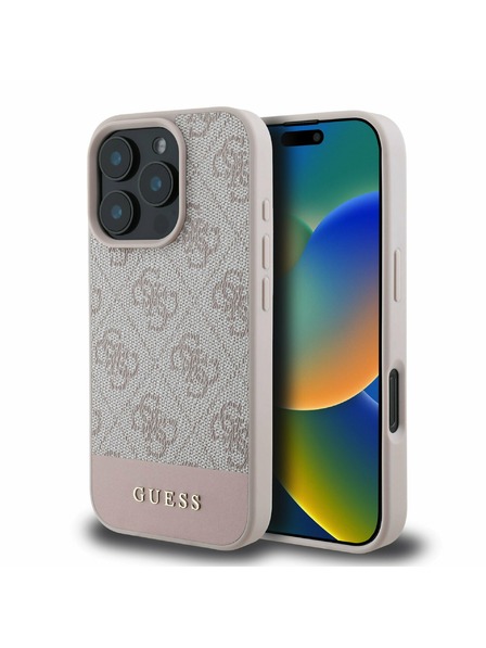 Guess PU 4G Stripe Zadní Kryt pro iPhone 16 Pro Max Pink Obal na telefon