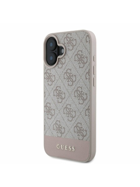 Guess PU 4G Stripe Zadní Kryt pro iPhone 16 Pink Obal na telefon