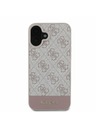 Guess PU 4G Stripe Zadní Kryt pro iPhone 16 Pink Obal na telefon