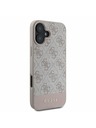 Guess PU 4G Stripe Zadní Kryt pro iPhone 16 Pink Obal na telefon