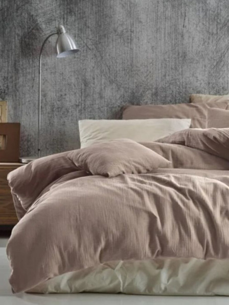 Kvalitex Prodloužené mušelínové povlečení 140x220, 70x90cm béžové Kvalitex