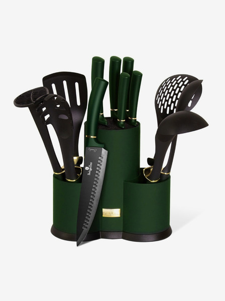 Berlingerhaus Sada nožů a kuchyňského náčiní ve stojanu 12 ks Emerald Collection BERLINGERHAUS