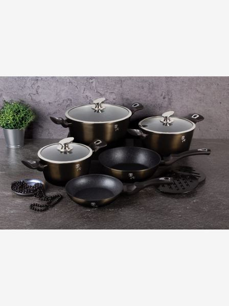 Berlingerhaus Kastrol s mramorovým povrchem 24 cm Shiny Black Collection 2 poklice BERLINGERHAUS