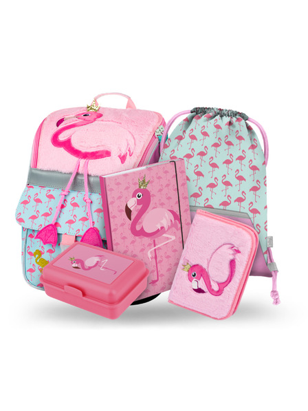 BAAGL  BAAGL 5 SET Zippy Plameňák: aktovka, penál, sáček, desky, box
